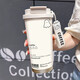 Niedlicher Ghost Thermos Cup Hochwert Edelstahl tragbare neue Doppelkaffee -Kaffee -Strohhalm Tasse Xa13795 Geisterpulver + mit Lanyard 316 Rost Steel