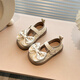 Tyrannis' same-quality baby girl shoes 1-3-6 years old, soft-soled pastoral style small leather shoes, autumn girls' bow shoes, beige 21, inner length 13.5cm