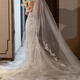 
Luxury brand heavy industry lace wedding veil extra large tailed bride wedding marriage certificate long headdress white 1.5 meters wide 3 meters long_hair comb model M 175c or above
