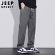 JEEP SPIRIT Jeep pure cotton casual pants men's autumn and winter loose straight pants men's workwear wide-leg pants gray L