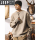 JEEP SPIRIT American retro 630g heavyweight sheep sweater men's winter Henry collar sweater thickened sweater jacket autumn and winter Khaki 630g heavyweight M suitable for 100-125Jin Jin equals 0.5 kg