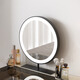 Cosmetic Mirror LED Rechargeable Large Round Mirror Bedroom Simple Smart Cosmetic Mirror with Light Light Luxurious Desktop Mirror Cosmetic Mirror Deep Black 40CM Plug-in Fixed Model