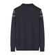 Shanshan (FIRS) 100% sheep wool & colorblock stripes autumn men's round neck warm thick woolen sweater for men, space gray M 170/88A