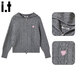 CHOCOOLATE it women's sweater women's giant good-looking gray double zipper knitted cardigan large size women's autumn and winter twist hooded jacket light gray M
