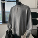 Homlean old money Henry collar knitted sweater men's advanced lazy style casual all-match top autumn HC19 dark gray L