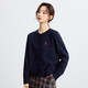 Inman -Pendler Einfacher lässig gestrickter Strickjacke Frauen 2025 Herbst Retro Stickerei Weich bequemer runder Nackenpullover Royal Blue M.