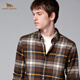 HENRY GRANT Henry Grant shirt long-sleeved coat top lapel men's autumn slim fit autumn plaid coffee color (QSC244170U211) 46 (170/88A)