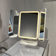 LED cosmetic mirror with light for skin management beauty salon, double-sided mirror, portable desktop hand-held light-filling mirror with logo, hand-held swinging mirror Fila