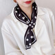 New polka dot small long silk scarf for women, versatile spring and autumn thin style neck clavicle neck scarf, ear scarf - white polka dots