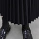 Her pool elastic waist pleated skirt 2025 autumn new women's simple mid-length A-line high waist skirt
