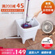 Rongjie automatic drain household large wash mop pool without dirty hands ceramic balcony desk control small bathroom square mop pool No. 006 (length 49 width 42 height 53) manual drain