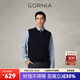 GORNIA men's wool vest pullover wool V-neck business commuting dark blue casual vest for men GBW22338110 dark blue L