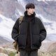 VUUG stand collar cotton coat men's trendy brand versatile casual American Korean style simple cold-proof and warm jacket black S