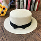 Cha Xiao A Korean version of the straw hat summer British retro flat top fresh hat sunshade beach hat travel trendy summer flat top khaki M (56-58cm)