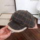 Tuzun 2025 new Korean style plaid octagonal hat British retro plus velvet beret versatile college painter newsboy plush plaid-G khaki one size fits all head circumference 55-58