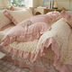 Fantasy French lace knitted double-layer gauze quilt cover three-piece single and double quilt cover princess style floral single and double quilt cover min gray single quilt cover 200x230cm