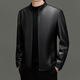 New Men's Leather Jacket Sheepskin Casual Stand Collar Jacket Youth Simple Wallet Black + First Layer Sheepskin M 170