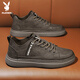 Playboy (PLAYBOY) men's shoes 2025 autumn and winter shoes men's fashion sneakers men's leather shoes trendy business casual shoes brown 41
