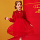 ASK JUNIOR New Year's wear, girls' dresses, winter wear, velvet warm mesh skirt, western style Chinese style children's skirt