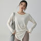 Yoga clothing top women's new blouse quick-drying long-sleeved sports T-shirt loose running training Pilates fitness clothing milk white S S