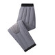 Winter large size three-layer windproof plus velvet thickened warm casual cotton pants for men and women, warm knee pads, black (flat mouth) 2XL (115-135Jin Jin equals 0.5kg)