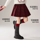 ASK JUNIOR children's skirt winter middle and large children's college style pattern contrasting color girls' anti-exposure pleated skirt New Year's short skirt