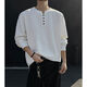 Jingyan selects waffle henley collar T-shirt bottoming shirt for men in spring and autumn trendy brand cleanf long-sleeved white black upgraded model M M95 to 115Jin Jin is equal to 0.5 kg and can be worn
