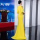 Banquet Evening Dress 2025 New High-end Light Luxury Niche Host Temperament Performance Clothes Long Version Women Yellow 3XL 3XL