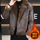 NASALIKE2025 winter velvet thickened leather jacket men's new jacket fur integrated lapel warm motorcycle leather jacket 5999 black velvet L 90-110Jin Jin is equal to about 0.5 kg