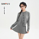 Sanfu (SANFU) Suit 2025 Autumn Small Label Decorated Cardigan Vest Half Skirt Three-piece Set Women's 510219 Light Gray L