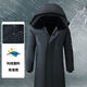 Ye Yu winter cold-proof and waterproof long knee-high zipper cotton coat plus velvet thickened labor protection work clothes for work at the construction site, etc. Zipper style black long coat-003 detachable waterproof one size medium 130-160Jin Jin is equal to 0.5 kg