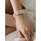 Three horizontal SUN HUNTER lace shimmer double-layer pearl cross bracelet French retro bracelet bracelet Lace cross double-layer bracelet (light titanium)