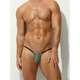 Universal men wear thong men's thong ice silk low-waist sexy transparent T-string fun bean green M