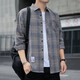 Septwolves Plaid-Hemd Herren-Langarmfrühling und Herbst Revers Loose Casual Jacket Thin K12109 Khaki 4xl