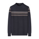 Shanshan (FIRS) 100% sheep wool & colorblock stripes autumn men's round neck warm thick woolen sweater for men, space gray M 170/88A