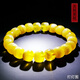 Amber style, one object, one picture, one certificate, beeswax bracelet, natural amber bracelet, men and women, gold and white flower beeswax, bucket beads, bracelet, 14.9g, 10.5*9.5mm