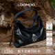 Banpo Decoration Family (bampo) medium cotton bag hobo tote bag first layer cowhide large capacity shoulder crossbody bag soft bag gift girlfriend ink black (medium upgraded zipper version)