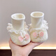 Spring, Autumn and Winter 612 Months Baby Girl Shoes and Socks 1 Year Old Baby Princess Soft Soled Non-Falling Shoes with Velvet Front Shoes to Keep Warm Beige Cotton Pink Gauze Rabbit Socks Shoes - Lace Six-petal Flower 11 11S Inner Length 10 Points 5cm Recommended for 0-5 Months