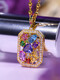Internet celebrity live broadcast secret garden set, romantic and colorful jewelry ring, fully inlaid with 18K gold plated tanzanite pendant for women, garden ring, opening adjustable