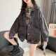 
Pei Shiyan's spring denim jacket female student Korean style loose spring jacket large size women's denim clothes spring and summer style 9929# picture style smoke gray S recommended 80--100Jin [Jin equals 0.5 kg]