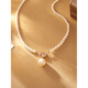 Zhou Taisheng's micro-inlaid knotted pearl pendant necklace is fashionable, light, luxurious, exquisite and elegant, clavicle chain, lady style sweater chain, pearl pendant necklace