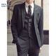 SAINT ANGELO suit men's high-end Korean style slim business work clothes groomsman casual suit groom wedding dress black suit + trousers with tie 2XL 54145Jin Jin equals 0.5 kg wear