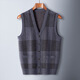 Ordo Cashmere Vest Men's Thickened Wool Sweater Warm Sleeveless Dad's Clothing Middle-aged and Elderly Clothes Sweater Armor Men Black Gray 2XL 120