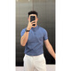 Qing Muqi high-quality business half-sleeved POLO shirt for men's summer new style blue right-shoulder Henry collar design short-sleeved T-shirt blue stand-up collar polo short-sleeved M recommended 90-105Jin Jin equals 0.5 kg