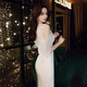 NYIG white evening dress for women 2025 new style temperament socialite niche sense adult ceremony fishtail long skirt versatile white fishtail long style M