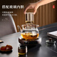 Yipot Tea Making Teapot Set Electric Ceramic Stove Tea Maker Office Glass Tea Kettle Boils Water Electric Ceramic Stove Can Keep Tea Set Wood Grain Color High-End Digital Display Stove + 1.1L Lift Lift Kettle