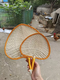 Yusenyi hand-woven baby fan, classical women's rice dumpling leaf fan, folding fan, portable mosquito repellent, Chinese style, household, ancient style, summer, wrapped edge fan, red handle, diameter 2830 cm, daily fan