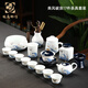 Langting Yafang White Porcelain Kung Fu Tea Set Household Complete Tea Tray Living Room Drinking Tea Cup Relief Wave Cover Bowl Teapot Relief Riding the Wind and Breaking Waves Tea Set 17 Pieces