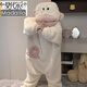 Modal Ugly Fish Big Mouth Fish One-piece Coral Velvet Pajamas for Women Autumn and Winter Funny Thickened Warm Large Size Plush Home Clothes Little White Fish Shoes L Size Recommended Height 163-170cm