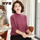 Yalu mother's wear 100% sheep sweater for women winter new middle-aged and elderly half turtleneck temperament sweater warm knitted sweater for women